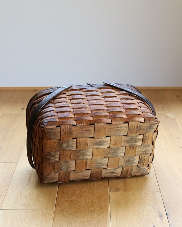 c.1930s Splint Woven Small Picnic Basket��1930ǯ�庢�����Ԥߥ��⡼��ԥ��˥å��Х����å�