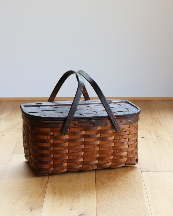 c.1930s Splint Woven Small Picnic Basket��1930ǯ�庢�����Ԥߥ��⡼��ԥ��˥å��Х����å�