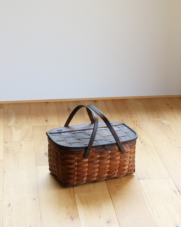 c.1930s Splint Woven Small Picnic Basket��1930ǯ�庢�����Ԥߥ��⡼��ԥ��˥å��Х����å�