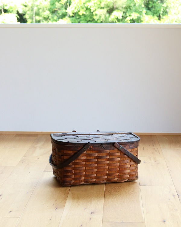 c.1930s Splint Woven Small Picnic Basket��1930ǯ�庢�����Ԥߥ��⡼��ԥ��˥å��Х����å�