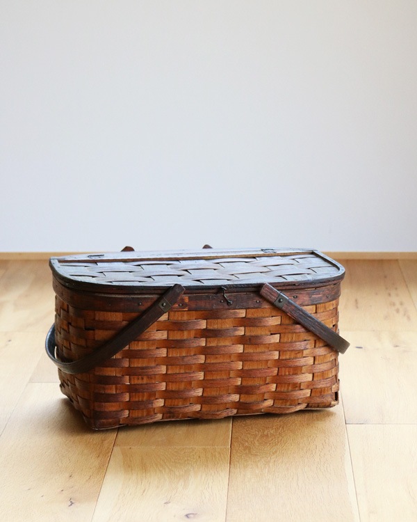 c.1930s Splint Woven Small Picnic Basket��1930ǯ�庢�����Ԥߥ��⡼��ԥ��˥å��Х����å�