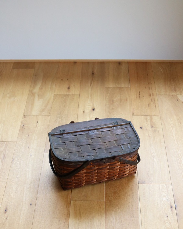 c.1930s Splint Woven Small Picnic Basket��1930ǯ�庢�����Ԥߥ��⡼��ԥ��˥å��Х����å�