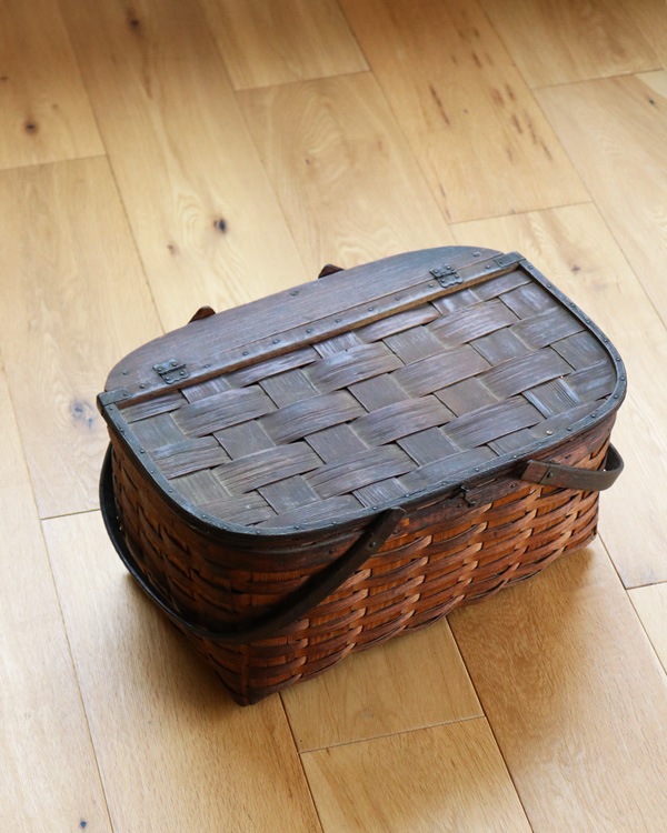 c.1930s Splint Woven Small Picnic Basket��1930ǯ�庢�����Ԥߥ��⡼��ԥ��˥å��Х����å�