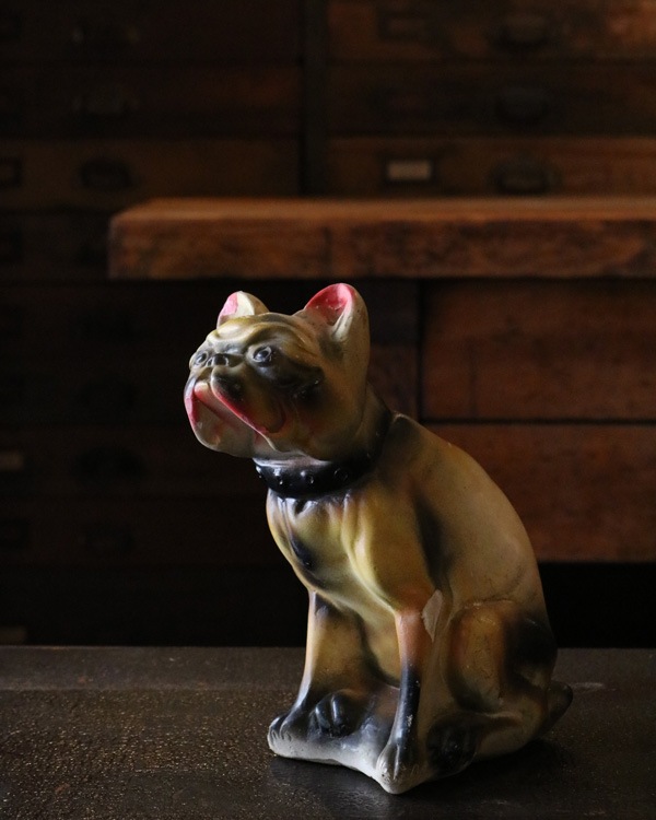 ビンテージ Chalkware Bulldog チョークウェア ブルドッグ 置物 Chalkware Bull Dog A｜チョーク素材のブルドッグ A