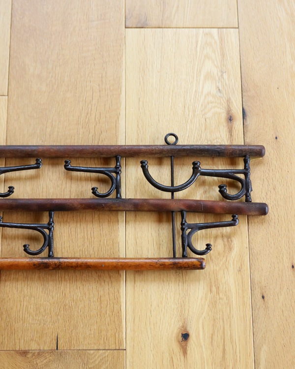 c.1920s 2-Tier Wooden Wall Hook Rack��1920ǯ�庢 2�ʼ� ��������եå���å�