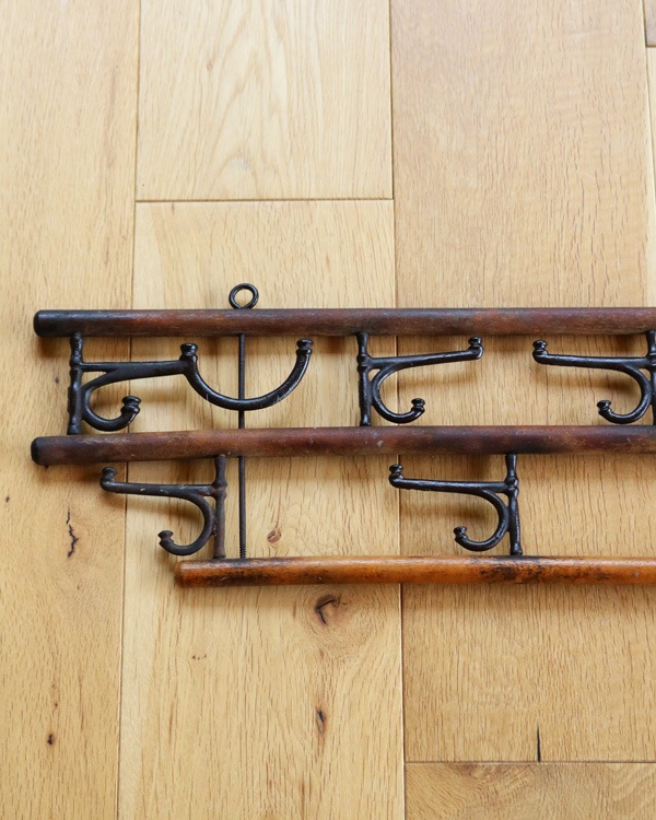 c.1920s 2-Tier Wooden Wall Hook Rack��1920ǯ�庢 2�ʼ� ��������եå���å�