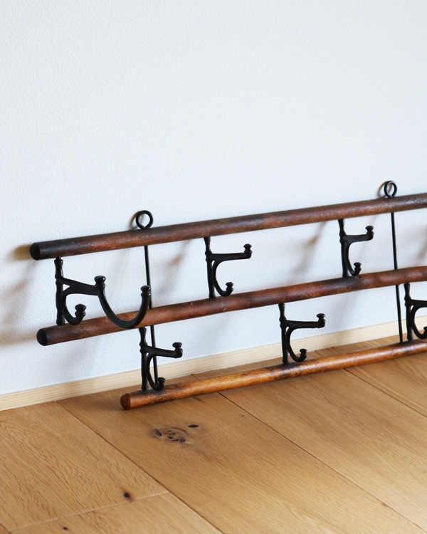 c.1920s 2-Tier Wooden Wall Hook Rack��1920ǯ�庢 2�ʼ� ��������եå���å�