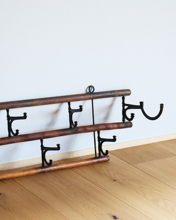 c.1920s 2-Tier Wooden Wall Hook Rack��1920ǯ�庢 2�ʼ� ��������եå���å�