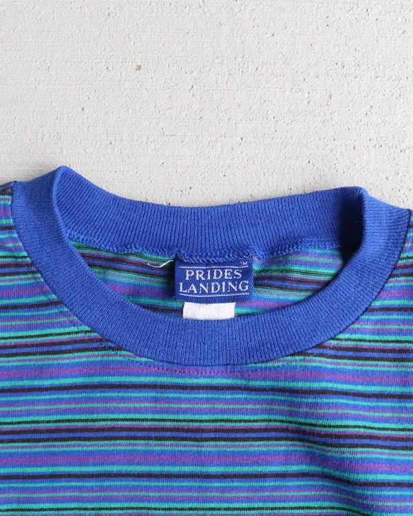 Vintage 90s Blue Striped PRIDES LANDING Tee (M)
