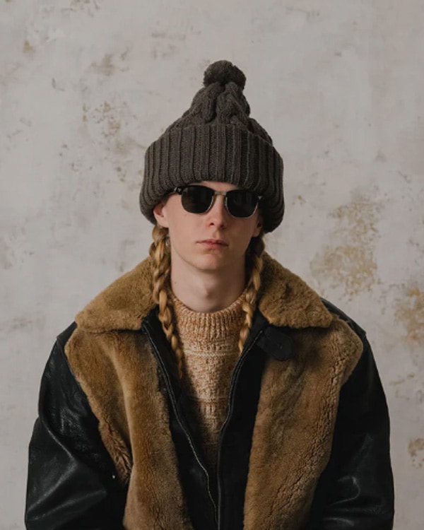 THE H.W.DOG & Co. �� ���������֥�塼 �ɥå�����ɥ�����BIG CABLE KNIT CAP �ӥå������֥�˥åȥ���åס�BLACK��