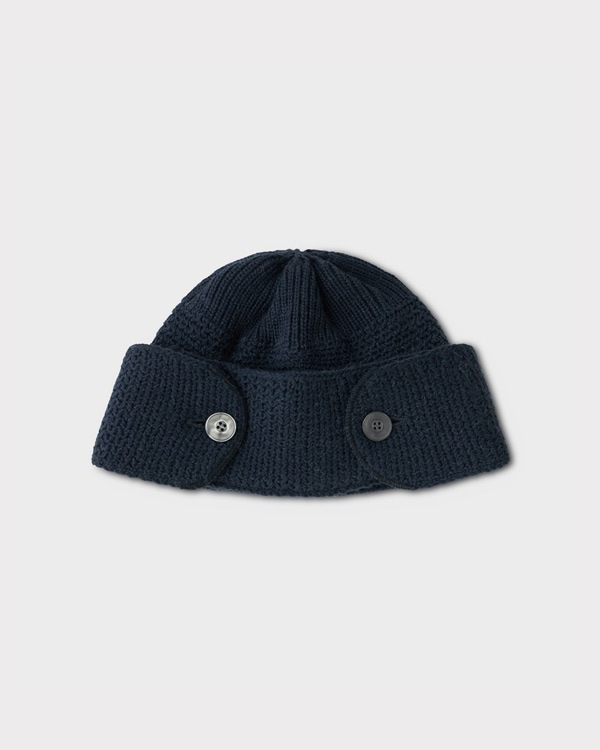 PHIGVEL フィグベル｜BUTTONED WATCH CAP ボタンワッチキャップ【NAVY】