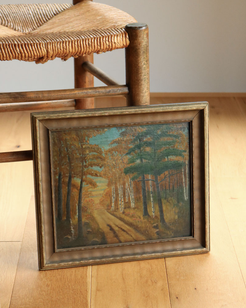 【油彩風景画】VITO「 in Woodland」額装 英国調 c.1930s Antique Framed Woodland Landscape Painting A｜1930年代頃