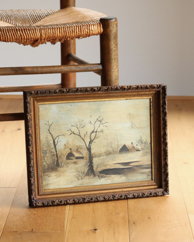 c.1930s Snowy Countryside Landscape Painting B｜1930年代頃 油絵