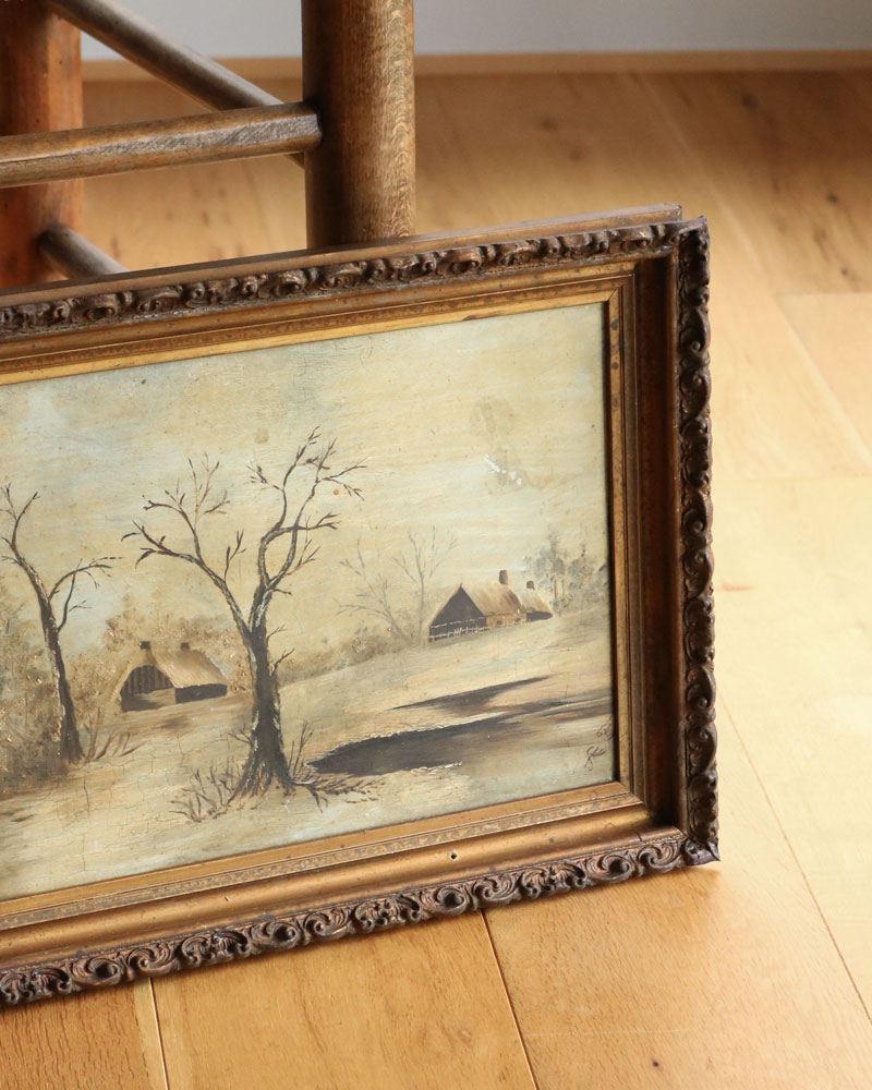 c.1930s Snowy Countryside Landscape Painting B｜1930年代頃 油絵