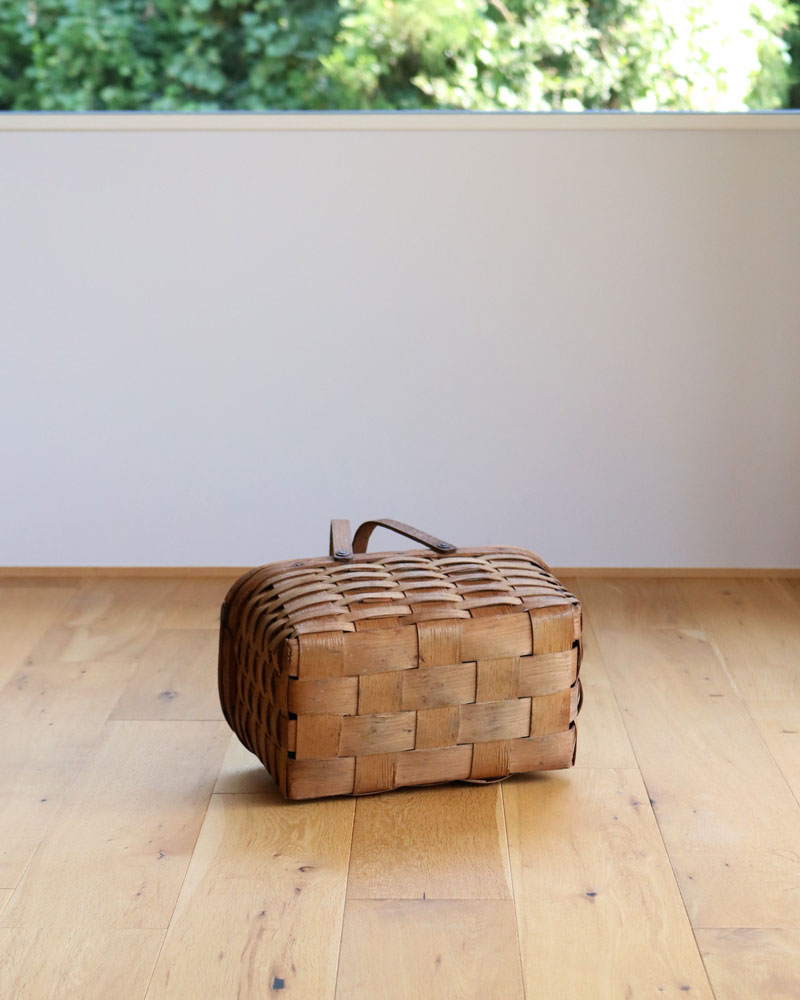 c.1950s Splint Woven Small Picnic Basket｜1950年代頃 木編み