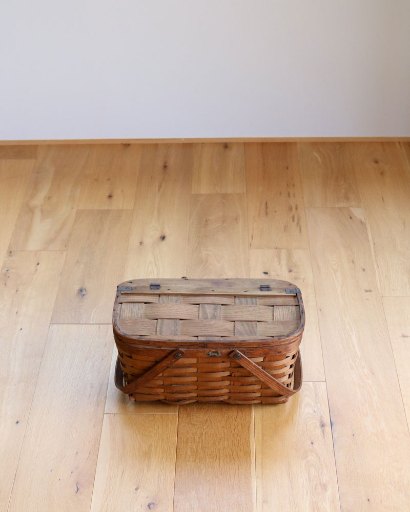 c.1950s Splint Woven Small Picnic Basket｜1950年代頃 木編み