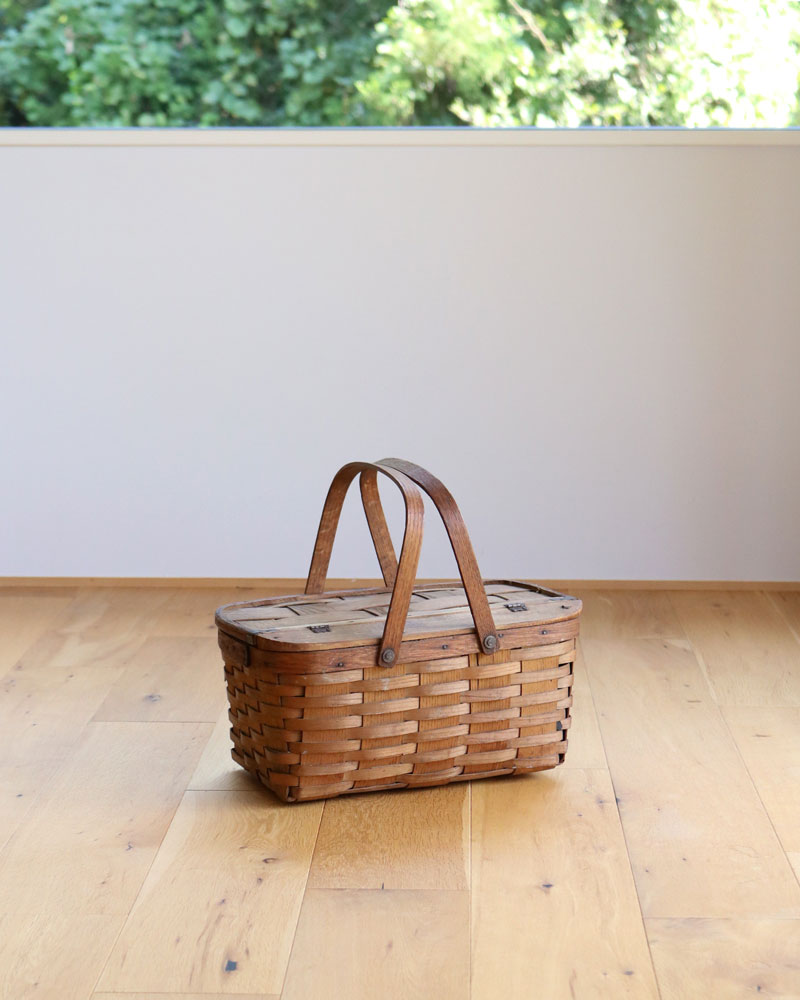 c.1950s Splint Woven Small Picnic Basket｜1950年代頃 木編み