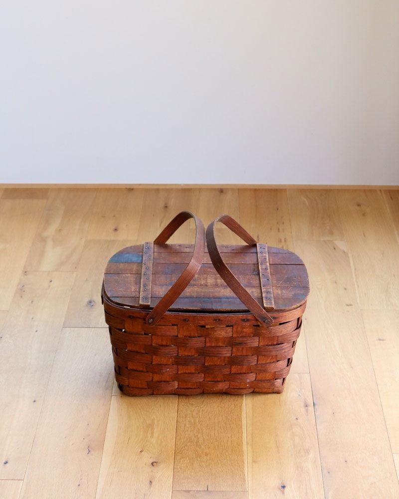 Working Splints c.1950s Splint Woven Picnic Basket A|1950年代頃 木編みピクニックバスケット A