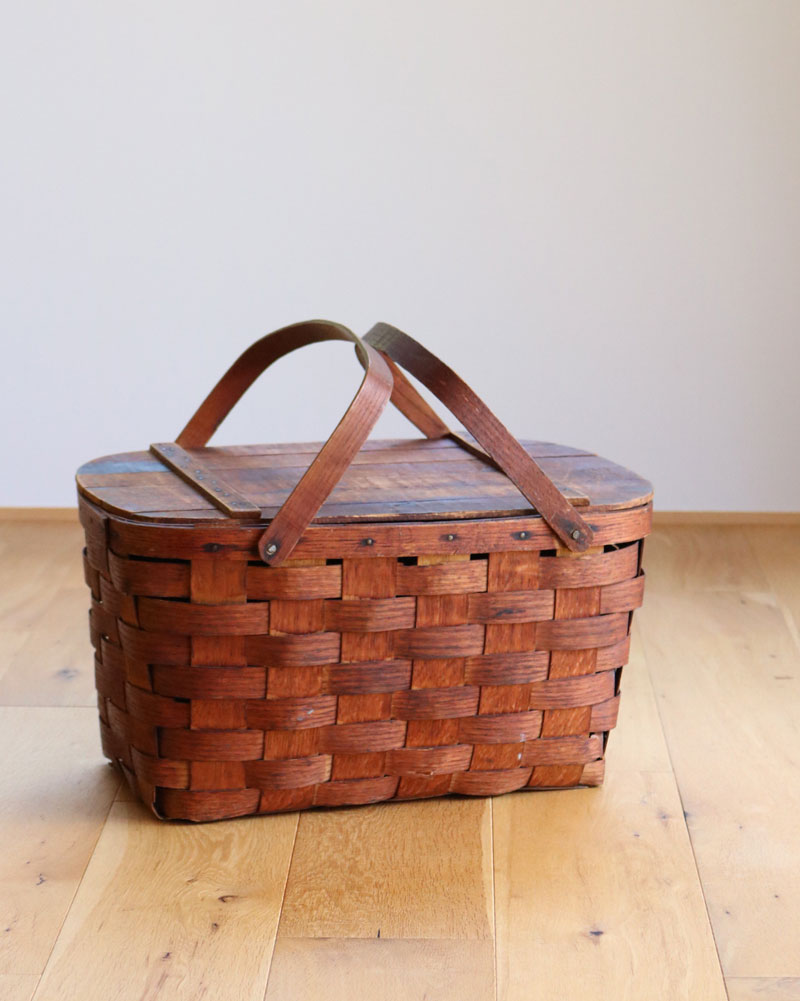c.1950s Splint Woven Picnic Basket A｜1950年代頃 木編みピクニック