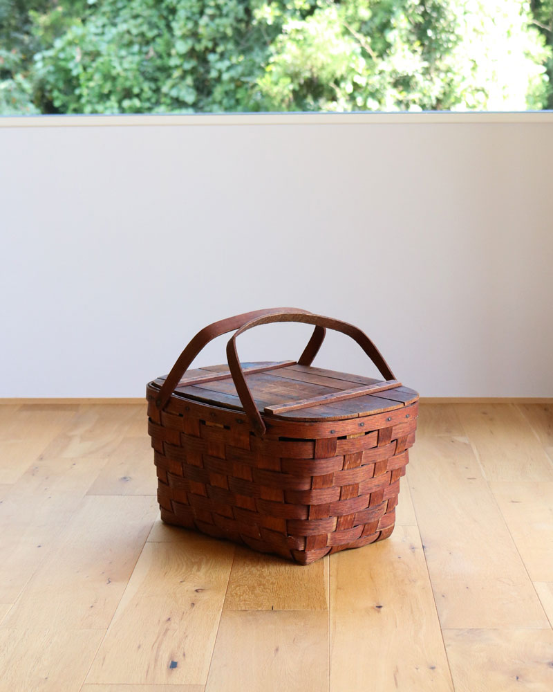 Working Splints c.1950s Splint Woven Picnic Basket A|1950年代頃 木編みピクニックバスケット A