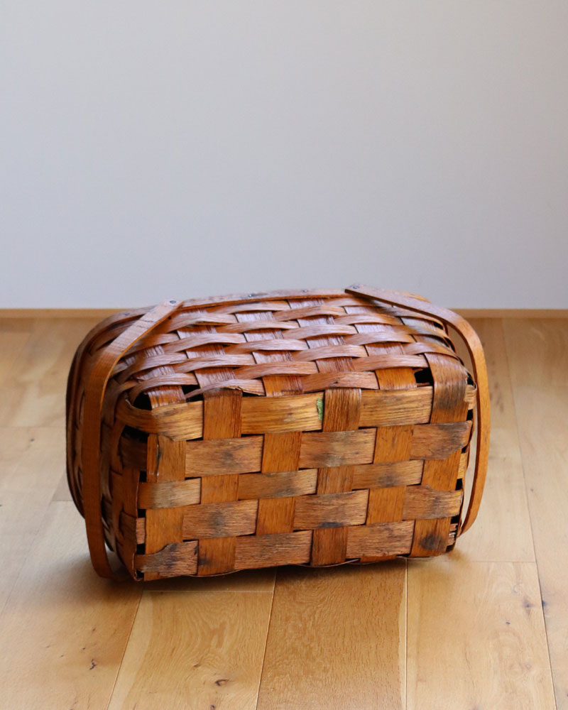 c.1960s Splint Woven Picnic Basket B｜1960年代頃 木編みピクニック