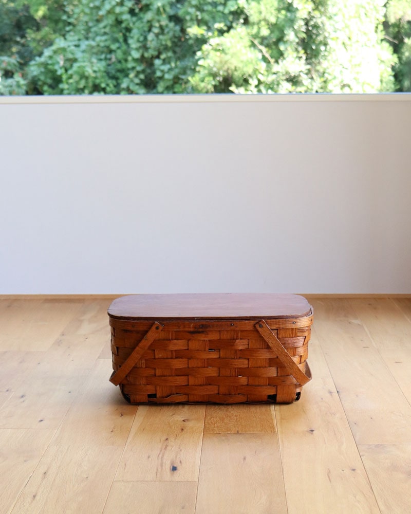 Working Splints c.1960s Splint Woven Picnic Basket B|1960年代頃 木編みピクニックバスケット B
