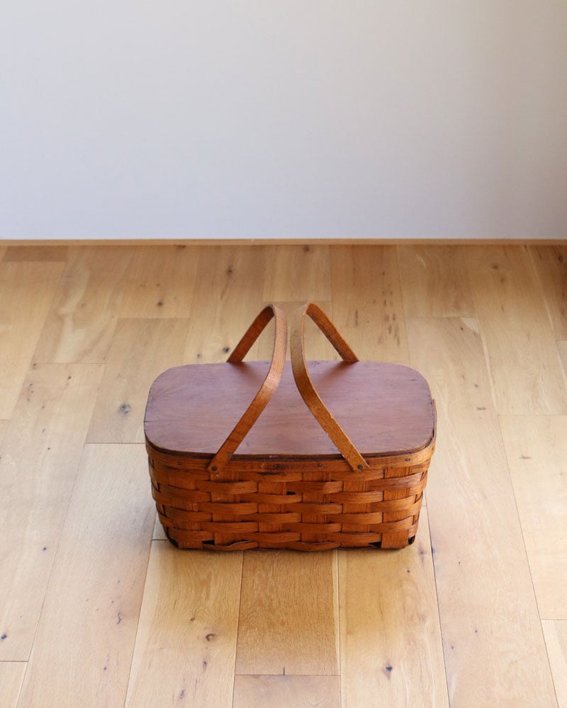 Working Splints c.1960s Splint Woven Picnic Basket B|1960年代頃 木編みピクニックバスケット B