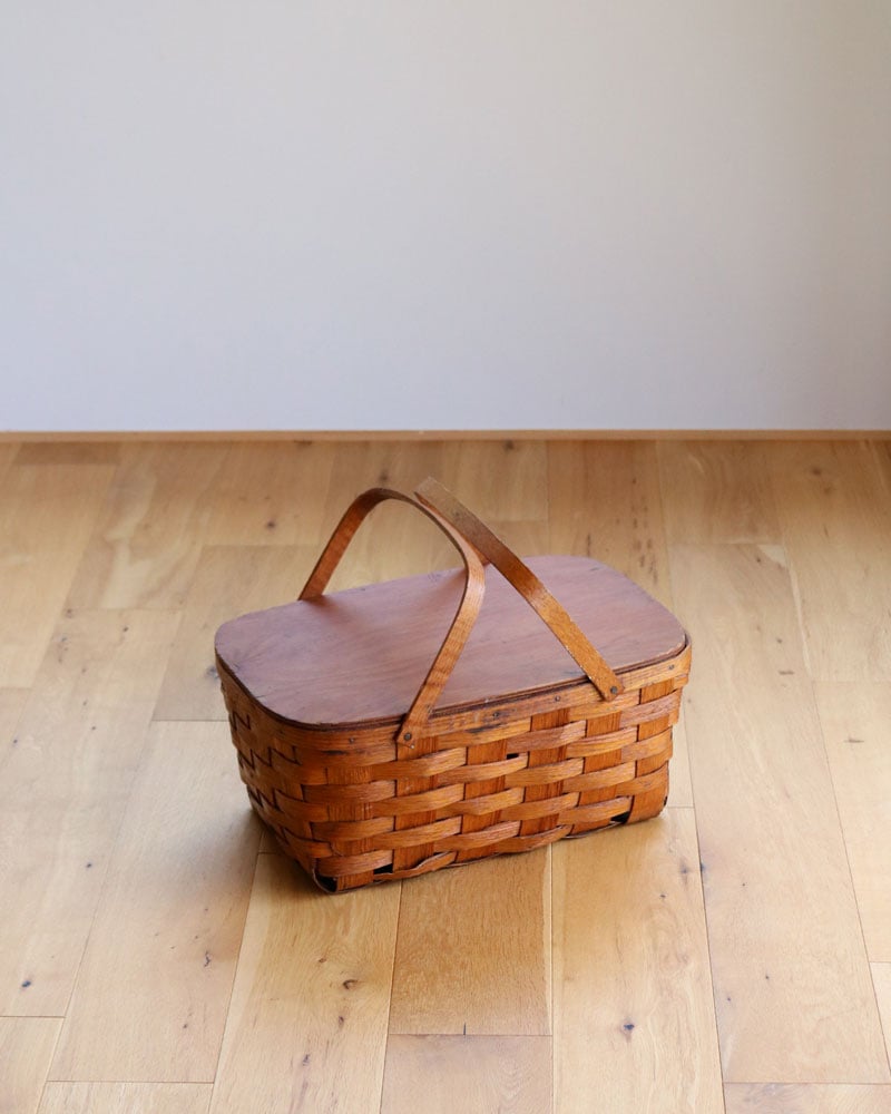 Working Splints c.1960s Splint Woven Picnic Basket B|1960年代頃 木編みピクニックバスケット B