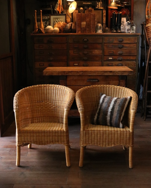 ラタン シングルソファー ① インテリア 昭和レトロ Rattan Single Sofa｜ラタン シングルソファー