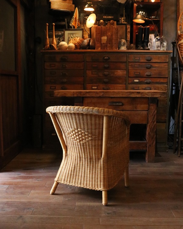 ラタン シングルソファー ① インテリア 昭和レトロ Rattan Single Sofa｜ラタン シングルソファー
