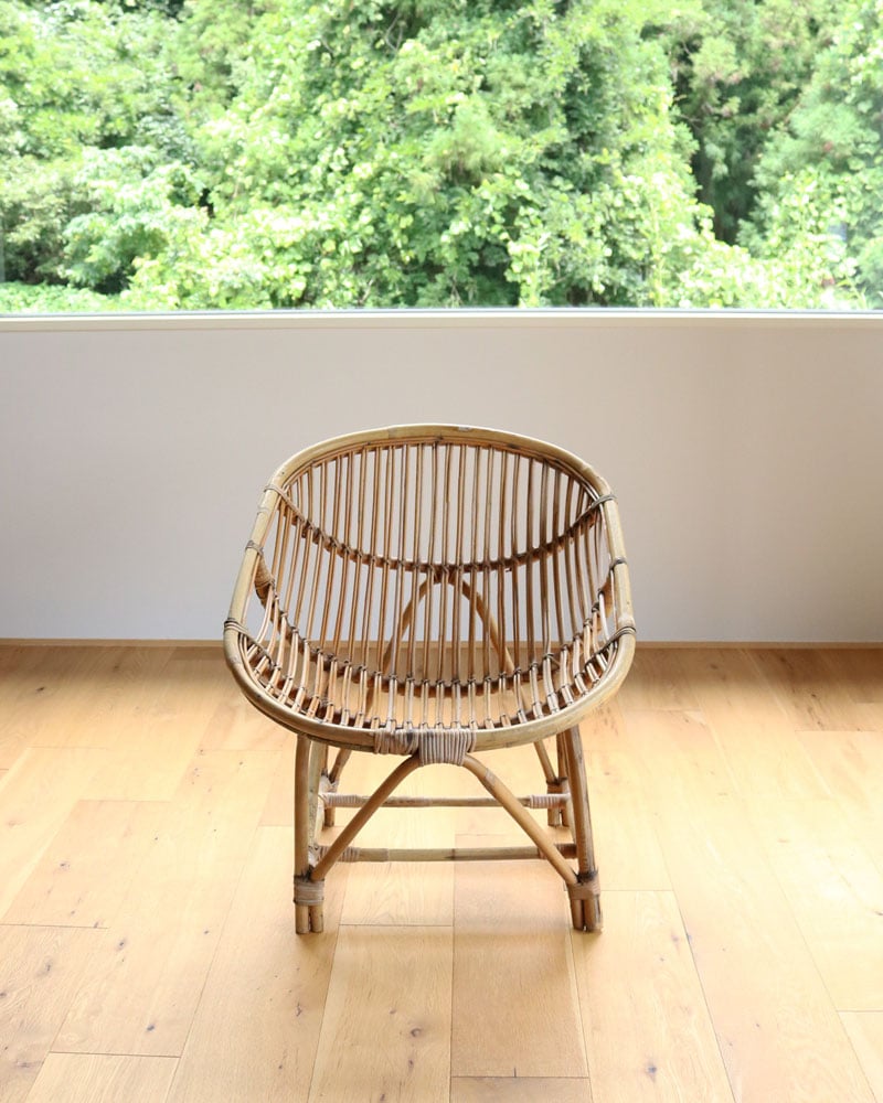 【美品】ヴィンテージ ラタンチェア 籐家具 昭和レトロ 背丸椅子 アジアン c.1960s Japanese Rattan Lounge Chair A｜1960年代頃 ジャパニーズ