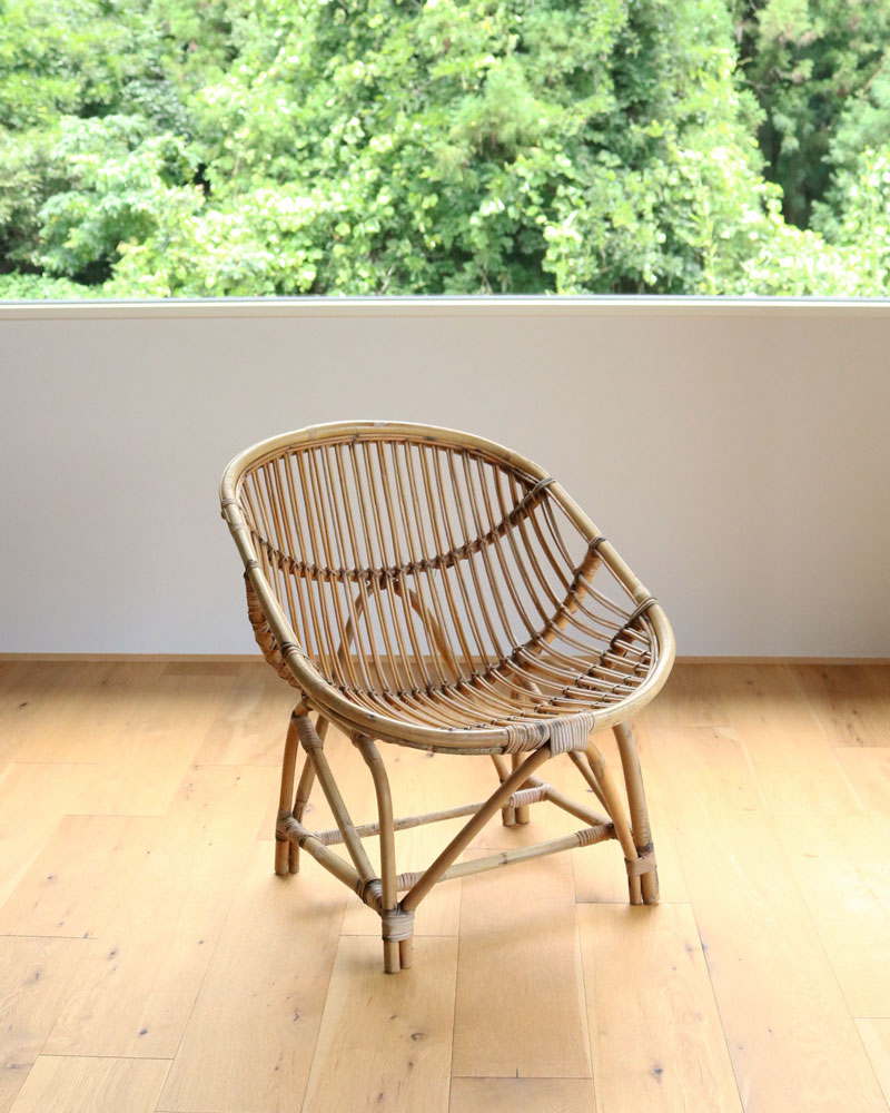 ラタン 籐 アームチェア ラウンジチェア 昭和レトロ c.1960s Japanese Rattan Lounge Chair A｜1960年代頃 ジャパニーズ