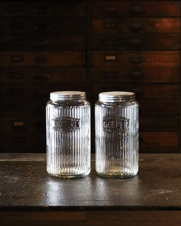 "COFFEE" Glass Jar Rib Glass��"COFFEE" ���饹���㡼 ��֥��饹