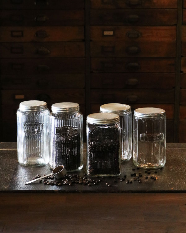 "COFFEE" Glass Jar Rib Glass��"COFFEE" ���饹���㡼 ��֥��饹