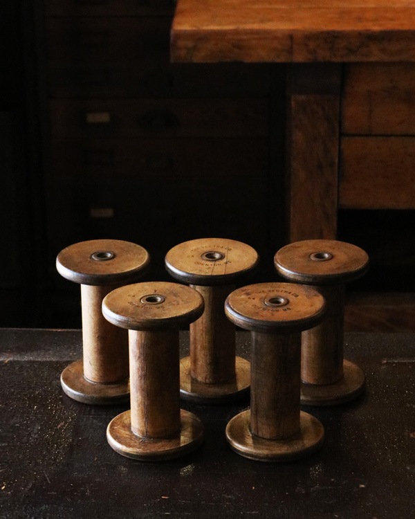 アンティーク ビッグサイズ ウッドスプール 糸巻き 木製 アトリエ ディスプレー Wood Spool｜木製スプール