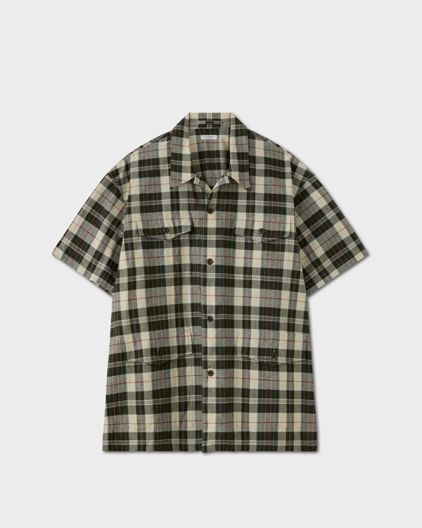 PHIGVEL �ե����٥��MADRAS SS SHIRT JACKET �ޥɥ饹���硼�ȥ��꡼�֥���ĥ��㥱�åȡ�ECRU x OLIVE��