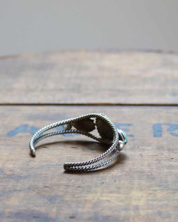 Native American Starling Silver turquoise Bangle A｜ネイティブ