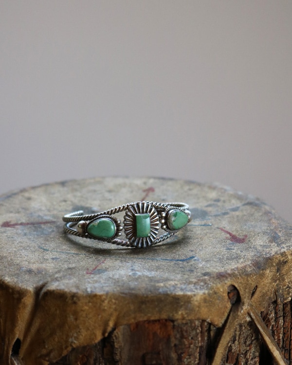 Native American Starling Silver turquoise Bangle A｜ネイティブ