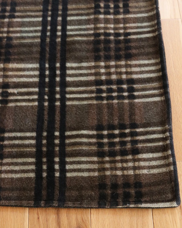Brown��Black Plaid Wool Carriage Seat Blanket��Brown��Black �����å������� �����å������ȥ֥�󥱥å�