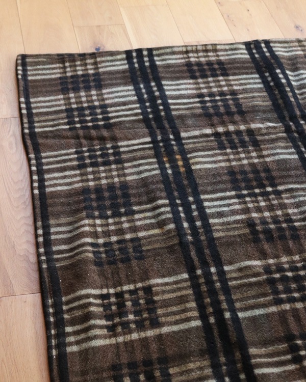 Brown��Black Plaid Wool Carriage Seat Blanket��Brown��Black �����å������� �����å������ȥ֥�󥱥å�