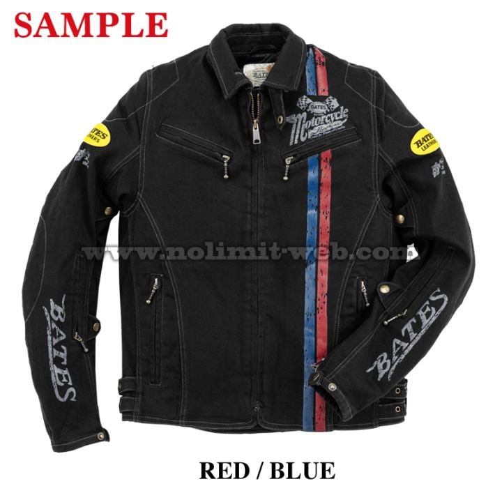 皇*】様 BATES　レーシングジャケット 星柄 ロゴ ワッペン 背中プロテクタ SA-D2514STD ベイツ ストレッチ デニムジャケット【WEB価格】※サイズ