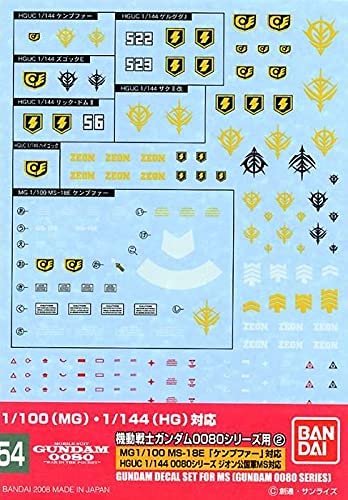 送料無料対象外】ガンダムデカール No.54 1/100 1/144 機動戦士