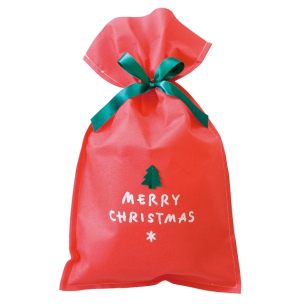 ラッピング袋】シンプルクリスマスレッド不織布バッグ-M クリスマス