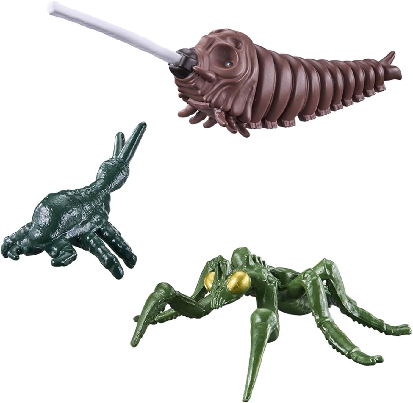 「怪獣島の決戦」よりバンダイゴジラシリーズ カマキラス　ミニラ　モスラ幼虫4体 ゴジバースト モスラ(1992)幼虫&カマキラス(2004)&ショッキラス