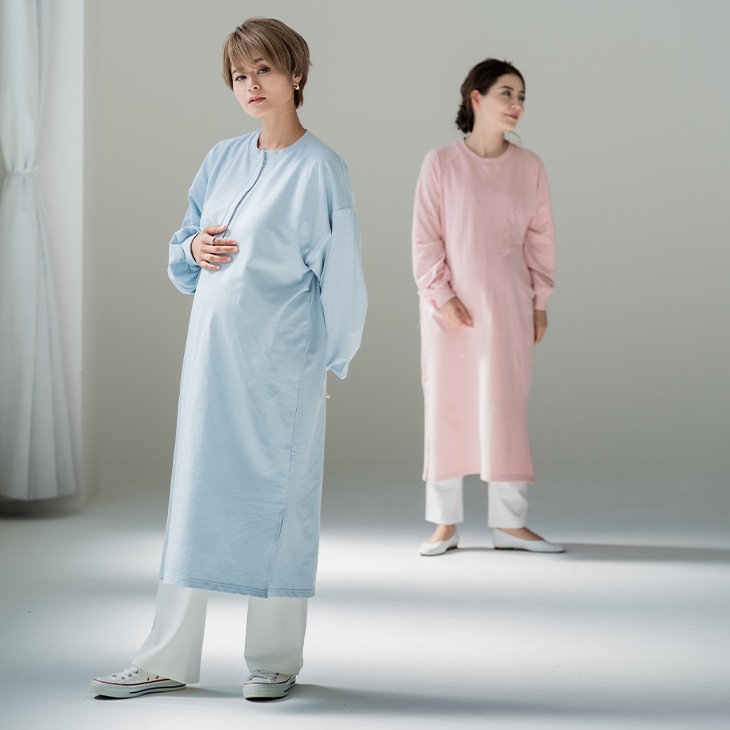 【OUTLET SALE 50%OFF!!】授乳ゆったりスウェットワンピース【マタニティ服／授乳服】21d53