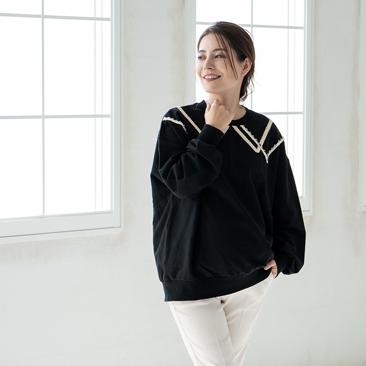 【OUTLET SALE 50%OFF!!】ステッチライントレーナー【マタニティ服】21d30