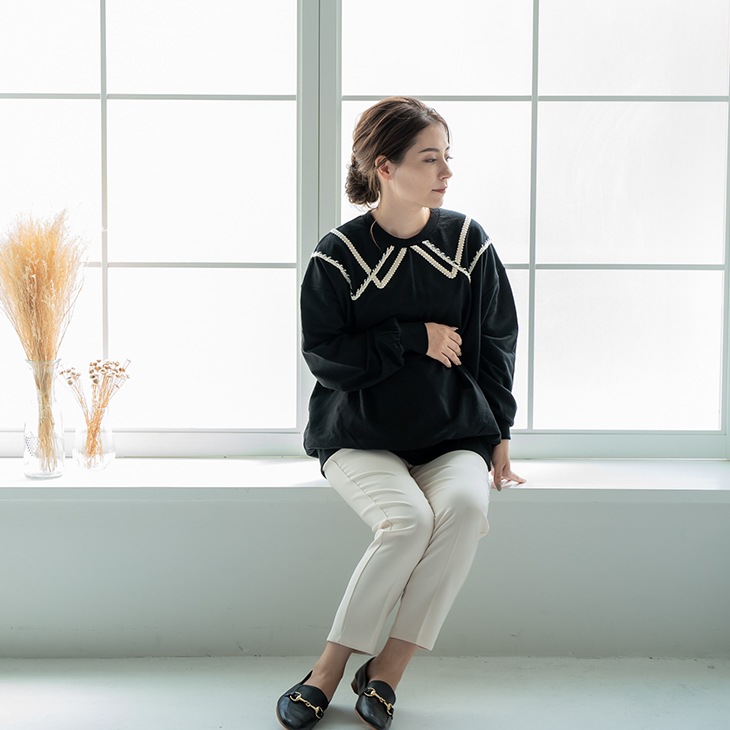 【OUTLET SALE 50%OFF!!】ステッチライントレーナー【マタニティ服】21d30