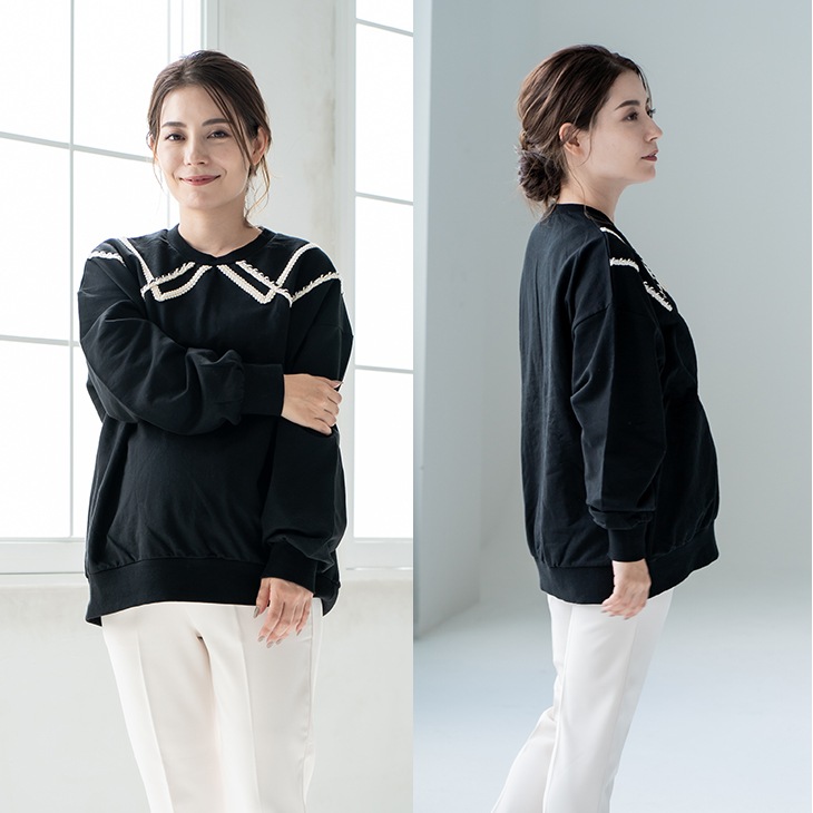 【OUTLET SALE 50%OFF!!】ステッチライントレーナー【マタニティ服】21d30