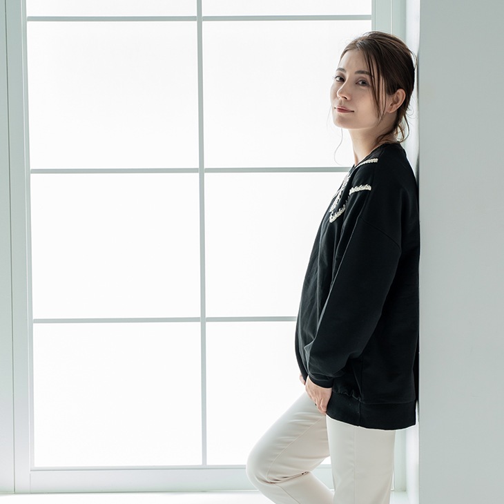 【OUTLET SALE 50%OFF!!】ステッチライントレーナー【マタニティ服】21d30