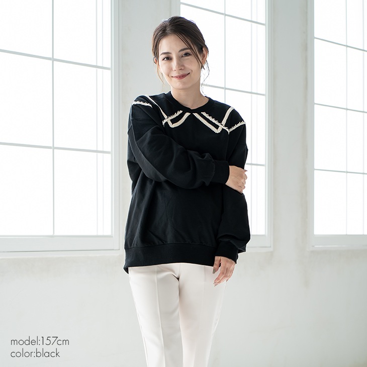 【OUTLET SALE 50%OFF!!】ステッチライントレーナー【マタニティ服】21d30